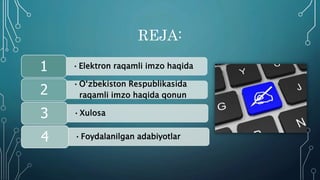 Elektron raqamli imzo va undan foydalanish.ppt