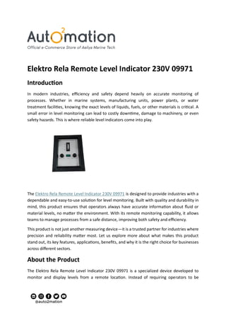 Elektro Rela Remote Level Indicator 230V 09971 | PDF