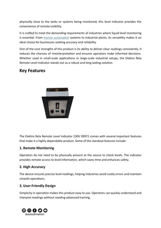 Elektro Rela Remote Level Indicator 230V 09971 | PDF