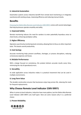 Elektro Rela Remote Level Indicator 230V 09971 | PDF