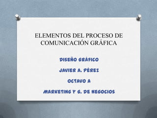 ELEMENTOS DEL PROCESO DE COMUNICACIÓN GRÁFICA Diseño Gráfico Javier A. Pérez Octavo A Marketing y G. de Negocios 