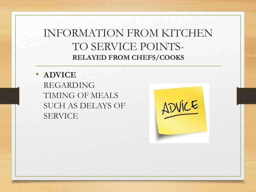 Lesson 1 Liaise between kitchen and service areas