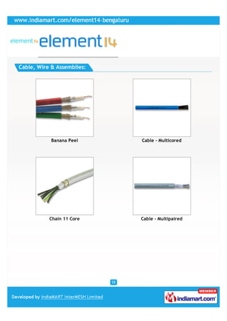 Cable, Wire & Assemblies:




            Banana Peel     Cable - Multicored




           Chain 11 Core    Cable - Multipaired
 