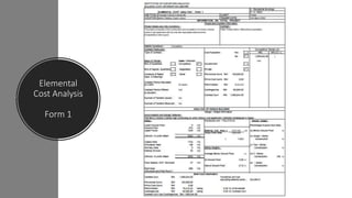 Elemental
Cost Analysis
Form 1
 