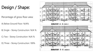 Design / Shape:
Percentage of gross floor area:
A) Below Ground Floor: N/A%
B) Single - Storey Construction: N/A %
C) Two - Storey Construction: N/A %
D) Three - Storey Construction: 100%
 