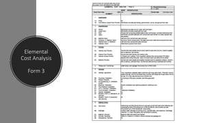 Elemental
Cost Analysis
Form 3
 