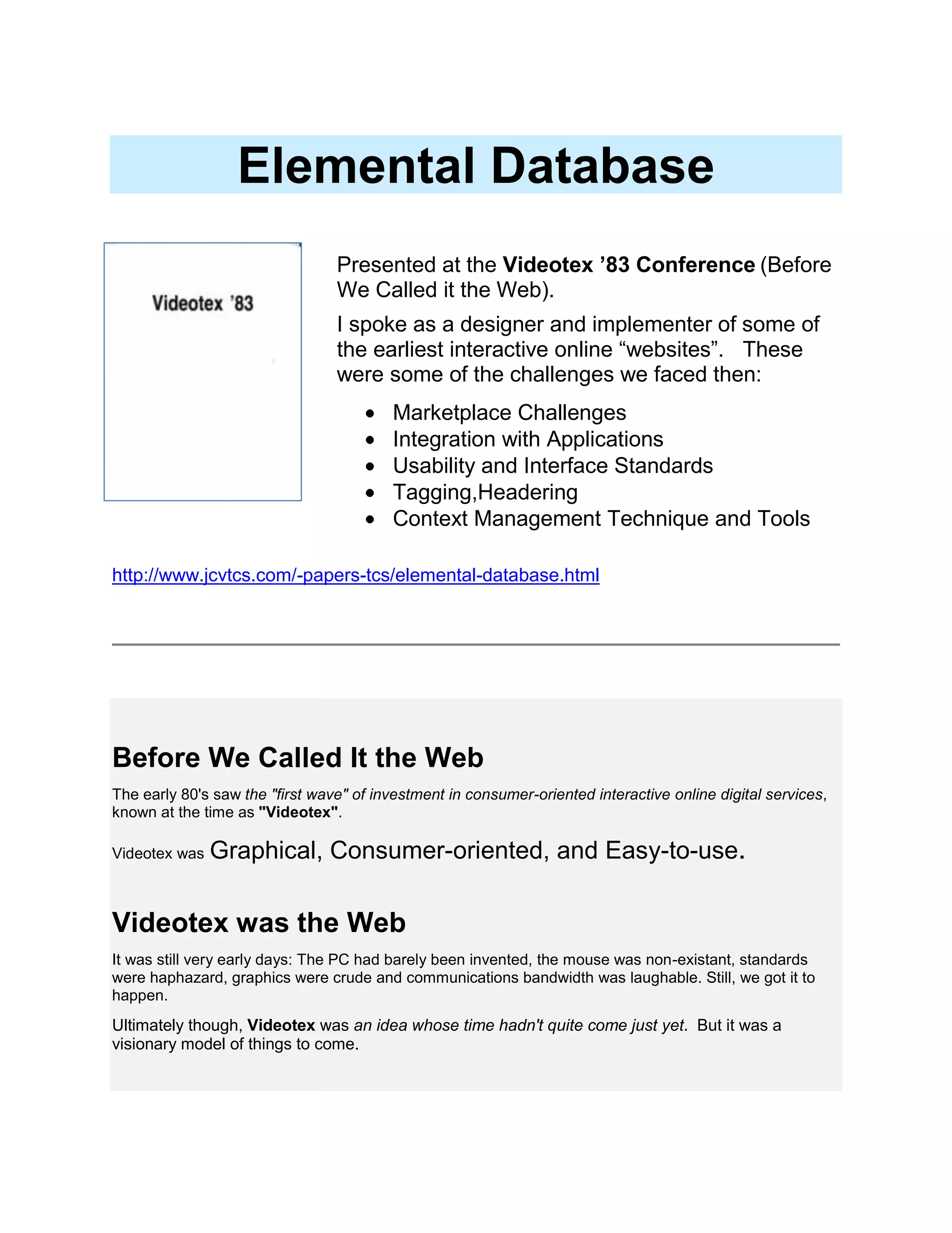 Elemental Database (1983) | PDF