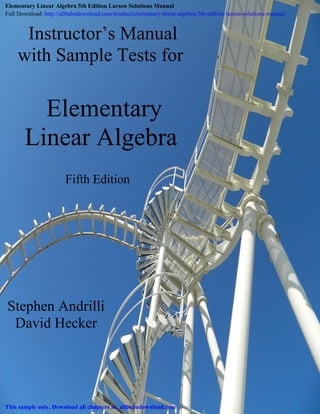 Elementary Linear Algebra 5th Edition Larson Solutions Manual | PDF