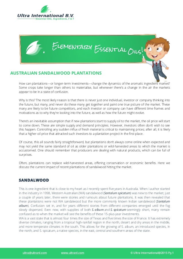 Elementary Essential Oil Sandalwood Plantations