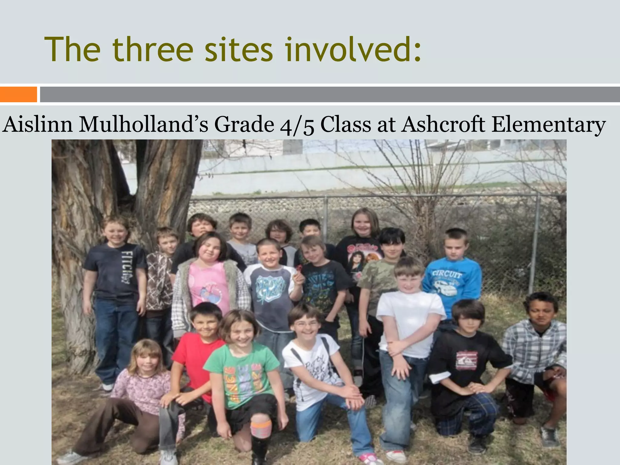The three sites involved:

Aislinn Mulholland’s Grade 4/5 Class at Ashcroft Elementary
 
