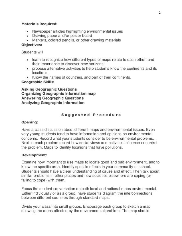Elementary geography lesson plan 3rd