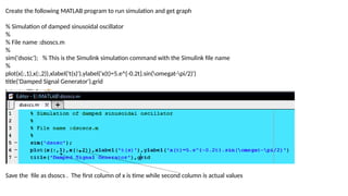Elementary MATLAB & SIMULINK A Demonstration | PPTX