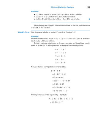 n
2i

= a1 + a2 · 2 + a3 · 22
+ ··· + ak · 2k−1
+ a2 · 1 + a3 · 2 + ··· + ak · 2k−2
+ a3 · 1 + ··· + ak · 2k−3
.
.
.
+ ak · 1
That is,
e = a1 + a2(1 + 2) + a3(1 + 2 + 22
) + ··· + ak(1 + 22
+ ··· + 2k−1
)
= a1(2 − 1) + a2(22
− 1) + a3(23
− 1) + ··· + ak(2k
− 1)
= (a0 + a1 · 2 + a2 · 22
+ ··· + ak · 2k
) − (a0 + a1 + ··· + ak)
= n − b
Thus, n = e + b. 
 