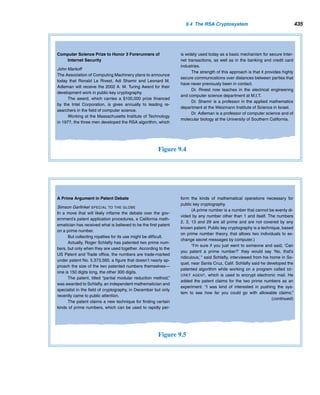 Enrichment Readings 353
X ENRICHMENT READINGS
1. A. H. Beiler, Recreations in the Theory of Numbers, Dover, New York, 1966,
39–53.
2. H. Dubner and H. Nelson, “Carmichael Numbers which Are the Product of Three
Carmichael Numbers,” J. Recreational Mathematics, 22 (1990), 2–6.
3. D. H. Lehmer, “On the Converse of Fermat’s Theorem,” The American Mathe-
matical Monthly, 43 (1936), 347–348.
4. C. S. Ogilvy and J. T. Anderson, Excursions in Number Theory, Dover, New York,
1966.
5. S. M. Ruiz, “An Algebraic Identity Leading to Wilson’s Theorem,” The Mathe-
matical Gazette 80 (Nov. 1996), 579–582.
 