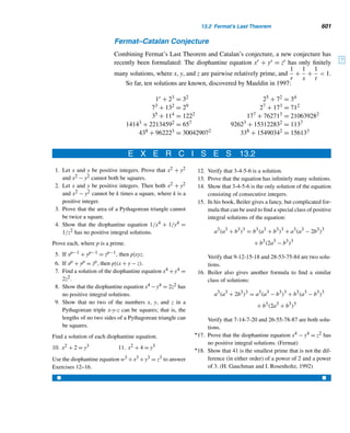 508 CHAPTER 11 Quadratic Congruences
But r1,r2,...,rk, s1,s2,...,sν are the least positive residues of a,2a,...,

p − 1
2

a. Therefore,
r1r2 ···rks1s2 ···sν ≡ a(2a)(3a)···

p − 1
2

a (modp)
Thus,
(−1)ν
a(2a)(3a)···

p − 1
2

a ≡

p − 1
2

! (modp), by equation (11.6).
Thus,
(−1)ν
a(p−1)/2

p − 1
2

! ≡

p − 1
2

! (modp)
But p  ((p − 1)/2)!, so
(−1)ν
a(p−1)/2
≡ 1 (modp)
That is,
a(p−1)/2
≡ (−1)ν
(modp)
But, by Euler’s criterion,
(a/p) ≡ a(p−1)/2
(modp)
Thus, (a/p) = (−1)ν, because (a/p) = ±1 and p is an odd prime. 
EXAMPLE 11.12 Evaluate (10/13) and (7/13) using Gauss’ lemma.
SOLUTION
• We have p = 13, a = 10, and (p − 1)/2 = 6. The least positive residues of the
integers 1 · 10, 2 · 10, 3 · 10, 4 · 10, 5 · 10, and 6 · 10 modulo 13 are 10, 7, 4,
1, 11, and 8, respectively. Exactly ν = 4 of them are greater than p/2 = 6.5.
Therefore, by Gauss’ lemma, (10/13) = (−1)4 = 1.
• With a = 7, the least positive residues of the integers 1 · 7, 2 · 7, 3 · 7, 4 · 7,
5 · 7, and 6 · 7 modulo 13 are 7, 1, 8, 2, 9, and 3, respectively. Since ν = 3 of
them are greater than p/2 = 6.5, (7/13) = (−1)3 = −1.
(Notice that these values agree with the ones found in Example 11.5.) 
The following is an immediate consequence of Gauss’ lemma.
COROLLARY 11.5 Let p be an odd prime with p  a. Let ν denote the number of least positive residues
of the integers a,2a,...,[(p − 1)/2]a that exceed p/2. Then (a/p) = 1 if and only if
ν is even. 
 