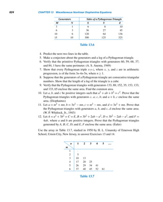 11.4 The Jacobi Symbol 531
Therefore,
m =
k

i=1
pei
i ≡
k

i=1
	
1 + ei(pi − 1)


(mod 4) (11.12)
But
	
1 + ei(pi − 1)

	
1 + ej(pj − 1)


≡ 1 + ei(pi − 1) + ej(pj − 1) (mod4)
So, by congruence (11.12),
m ≡ 1 +
k

i=1
ei(pi − 1) (mod4)
Thus,
k

i=1
ei(pi − 1)/2 ≡ (m − 1)/2 (mod2).
(2) Since p2
i − 1 ≡ 0 (mod8), by the binomial theorem,
p2ei
i = (p2
i )ei =
	
1 + (p2
i − 1)

ei
≡ 1 + ei(p2
i − 1) (mod64)
But
	
1 + ei(p2
i − 1)

	
1 + ej(p2
j − 1)


≡ 1 + ei(p2
i − 1) + ej(p2
j − 1) (mod64)
Therefore,
m2
=
k

i=1
p2ei
i ≡
k

i=1
	
1 + ei

p2
i − 1


(mod64)
≡ 1 +
k

i=1
ei(p2
i − 1) (mod64)
Thus,
k

i=1
ei(p2
i − 1)/8 ≡ (m2 − 1)/8 (mod2). This concludes the proof. 
We are now ready for the next major result.
THEOREM 11.12 Let m be an odd positive integer. Then
(1) (−1/m) = (−1)(m−1)/2
(2) (2/m) = (−1)(m2−1)/8
 
