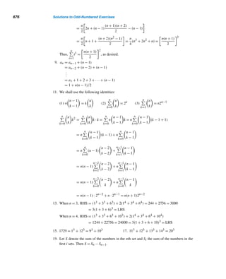 13.1 Pythagorean Triangles 583
Consequently, x-y-z is not a primitive Pythagorean triple, which is a contradiction.
Thus, (x,y) = 1. Similarly, (y,z) = 1 = (z,x). 
The following lemma establishes that in a primitive Pythagorean triple x-y-z,
exactly one of the numbers x and y is even; in other words, x and y have opposite
parity.
LEMMA 13.2 If x-y-z is a primitive Pythagorean triple, then x and y have different parity.
PROOF
Suppose both x and y are even. Then (x,y) ≥ 2. This violates Lemma 13.1, so both
cannot be even.
Suppose both x and y are odd. Then x2 ≡ 1 ≡ y2 (mod 4), so z2 = x2 + y2 ≡ 2
(mod 4). Since this is also impossible (this can be shown using the technique in
Example 4.7), both cannot be odd, either.
Thus, exactly one of the integers x and y is even. 
For example, 5-12-13 is a primitive Pythagorean triple, where 5 is odd and 12 is
even; and 120-119-169 is a primitive Pythagorean triple, where 120 is even and 119
is odd.
This lemma has an immediate byproduct. Its proof can be completed as an exer-
cise.
COROLLARY 13.1 If x-y-z is a primitive Pythagorean triple, where x is even, then y and z are odd. 
We need one other lemma in order to find a formula for primitive Pythagorean
triples. The following lemma, an application of the Fundamental Theorem of Arith-
metic, proves that if the product of two relatively prime integers is a square, then
both integers must be squares.
LEMMA 13.3 Let r and s be relatively prime integers such that rs is a square, then both r and s are
also squares.
PROOF
Let r = pe1
1 pe2
2 ···p
ek
k and s = q
f1
1 q
f2
2 ···q
fl
l be the canonical decompositions of r and
s, respectively. Since (r,s) = 1, the decompositions have no common prime factors;
that is, pi = qj for every i and j. Then, by the Fundamental Theorem of Arithmetic,
pe1
1 pe2
2 ···p
ek
k q
f1
1 q
f2
2 ···q
fl
l
is the prime-power decomposition of rs. Since rs is a square, it follows that each ei
and fj must be even. Thus, both r and s are squares. 
 