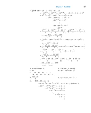 588 CHAPTER 13 Miscellaneous Nonlinear Diophantine Equations
Lewis Carroll (1832–1898), the son of a clergyman, was born in Daresbury, Eng-
land. He graduated from Christ College, Oxford University, in 1854. He began teaching
mathematics at his alma mater in 1855, where he spent most of his life. He became a
deacon in the Church of England in 1861.
Carroll’s famous books, Alice in Wonderland and its sequel, Through the Looking-
Glass and What Alice Found There, have provided a lot of pleasure to both children
and adults all over the world. Alice in Wonderland is available in more than 30 lan-
guages, including Arabic and Chinese, and also in Braille. The character is named for
Alice Liddell, a daughter of the dean of Christ Church.
Pythagorean Triangles with the Same Numerical Area and
Perimeter
Interestingly, Pythagorean triangles with the same numerical areas and perimeters do
exist. For example, let x-y-z = 12-5-13. Then x + y + z = 30 =
12 · 5
2
=
1
2
xy.
To check if there are any others, we have x2 + y2 = z2 and x + y + z =
xy
2
.
Eliminating z between the two equations, we get
x(y − 4) = 8 + 4(y − 4)
x = 4 +
8
y − 4
This implies that (y − 4)|8; so y − 4 = 1,2,4, or 8; that is, y = 5,6,8,12. Corre-
spondingly, x = 12,8,6,5. They yield two distinct Pythagorean triangles: 12-5-13
and 8-6-10.
Palindromic Pythagorean Triples
The Pythagorean triple 3-4-5 has the interesting property that each component is a
palindrome. Such a triple is a palindromic Pythagorean triple. For example, 33-
44-55 and 303-404-505 are both palindromic Pythagorean triples; the latter was dis-
covered in 1997 by Patrick DeGeest of Belgium.
There is a systematic way of constructing an infinite number of such triples from
the 3-4-5 triple. To see this, let s be a finite binary word beginning with a 1. Let sR
denote the word obtained by reversing order of the digits in s. Then their concate-
nation t = ssR is palindromic, and so are the numbers 3t, 4t, and 5t. Consequently,
3t-4t-5t is also a palindromic Pythagorean triple.
 