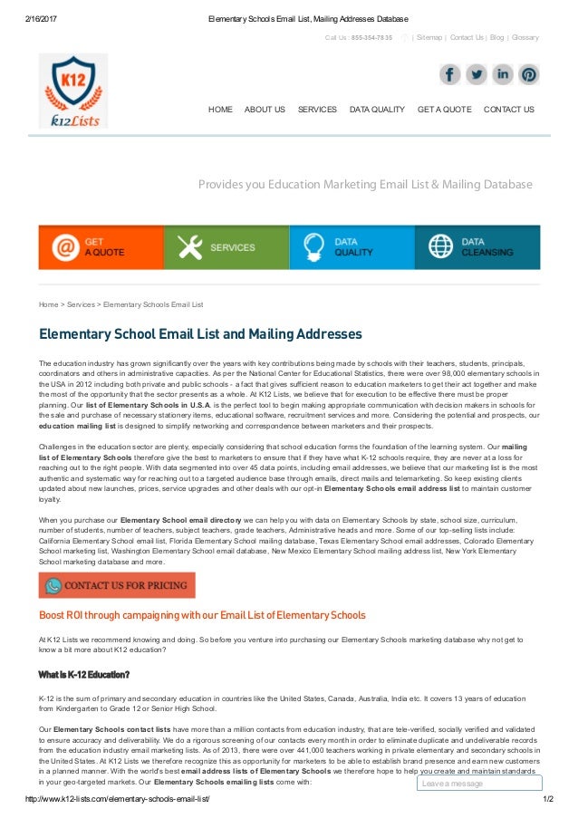 Elementary Schools Email List