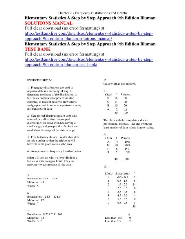 Elementary Statistics A Step By Step Approach 9th Edition