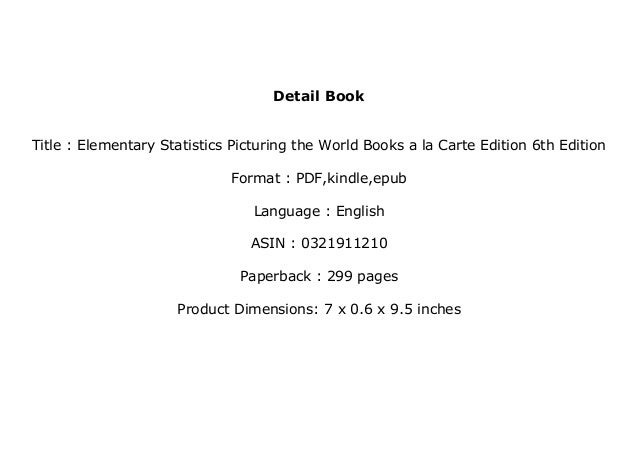 Elementary Statistics Picturing The World Pdf Elementary Statistics Picturing The World Pdf