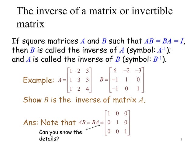 INVERSE OF MATRIX | PPT