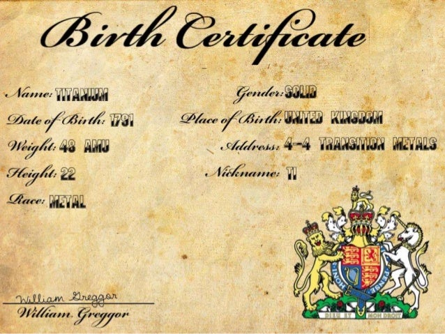 element birth certificate