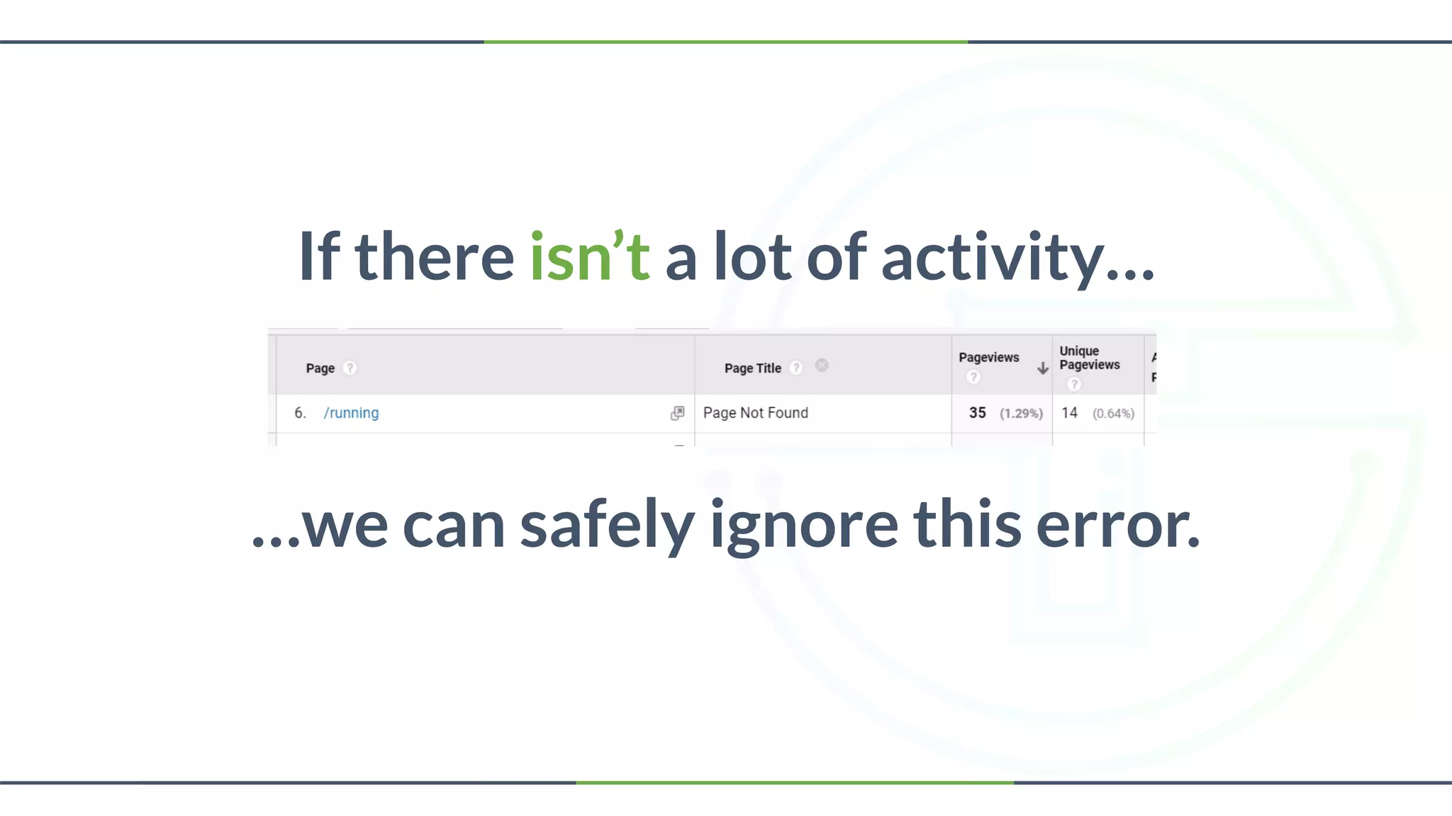 If there isn’t a lot of activity…
…we can safely ignore this error.
 