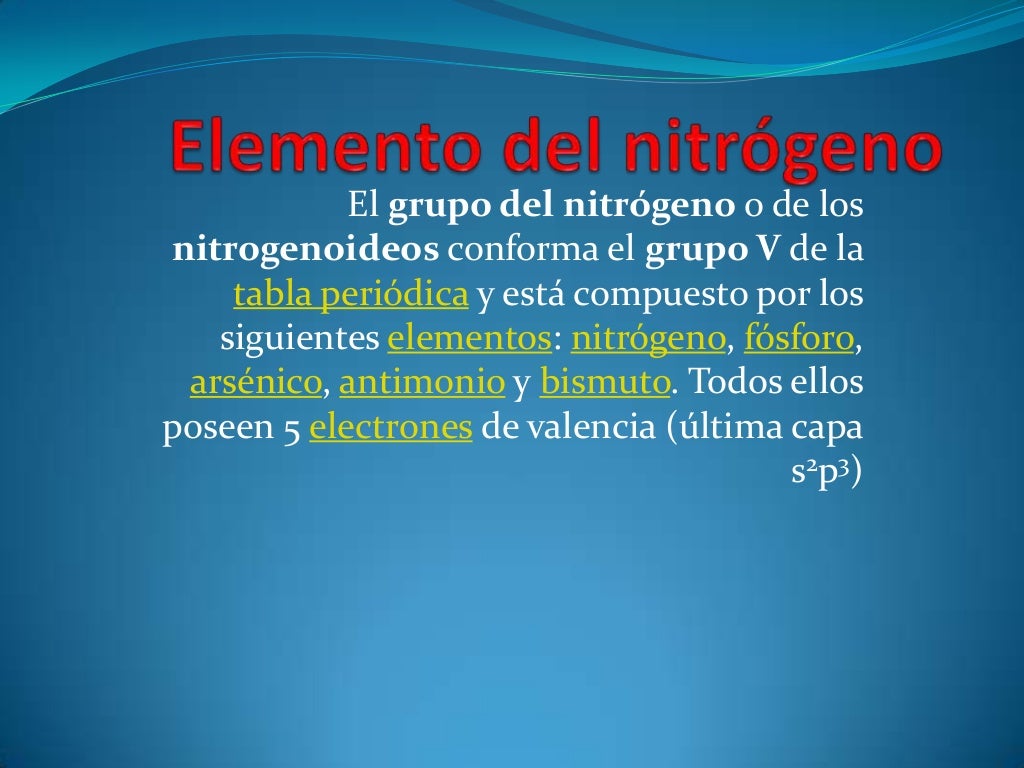 Elemento del nitrógeno