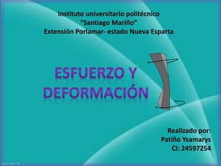 Instituto Universitario Politécnico
“Santiago Mariño”
Extensión Porlamar- estado Nueva Esparta
Realizado por:
Patiño Ysamarys
CI: 24597254
 