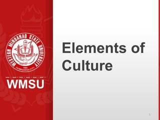 WMSU
1
Elements of
Culture
 