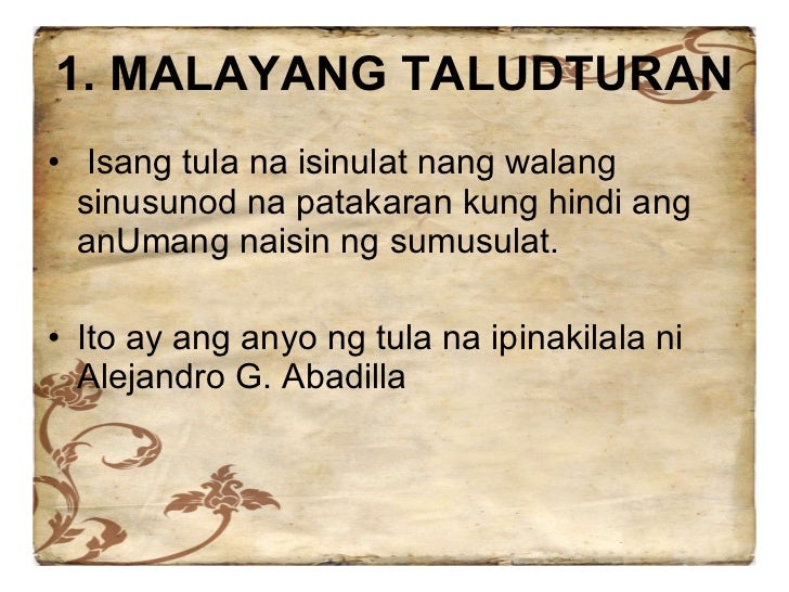 Ano Ang Taludtod Halimbawa - mga paksa