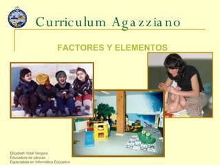 Curriculum Agazziano FACTORES Y ELEMENTOS Elizabeth Vidal Vergara Educadora de párvulo Especialista en Informática Educativa 