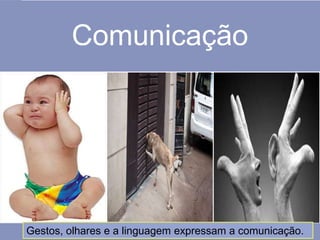 Comunicação
Gestos, olhares e a linguagem expressam a comunicação.
 