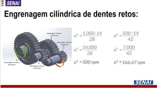 Engrenagem cilíndrica de dentes retos:
 