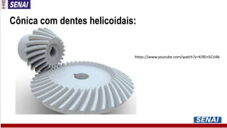Cônica com dentes helicoidais:
https://www.youtube.com/watch?v=Ki9En5CzI4k
 