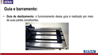 • Guia de deslizamento: o funcionamento dessa guia é realizado por meio
de suas partes constituintes.
Guia e barramento:
 