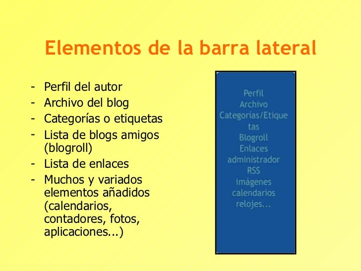 Resultado de imagen para elementos que contiene un blog