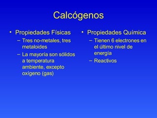 Calcogenos Elementos Representativos Y De Transicion | PPT