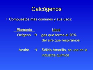Calcogenos Elementos Representativos Y De Transicion | PPT