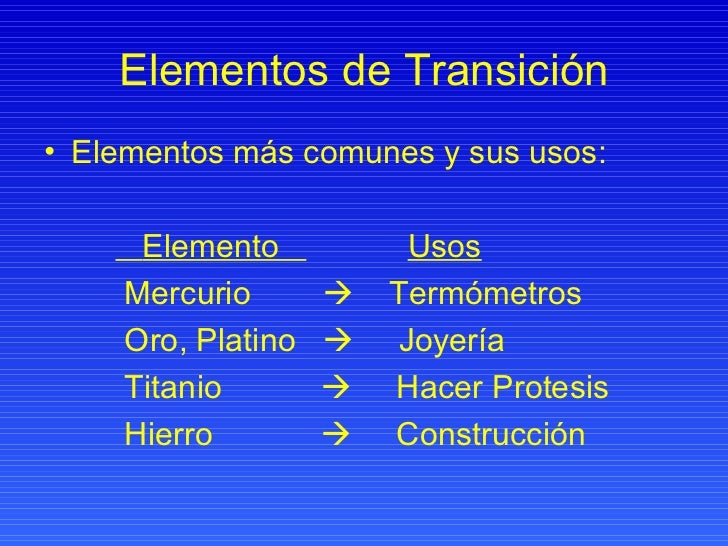 Elementos Representativos Y De Transicion Elementos Representativos Y De Transicion