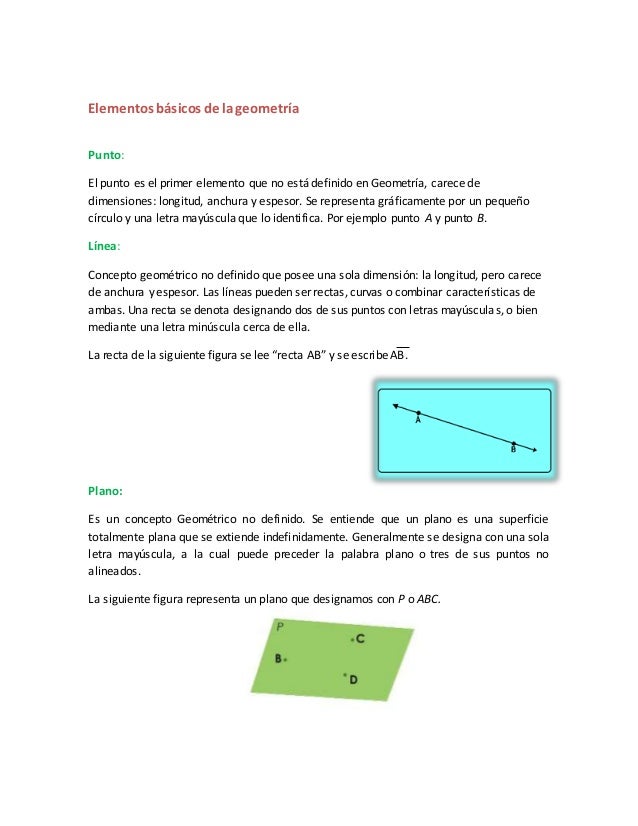 Elementos básicos de geometría y relaciones.