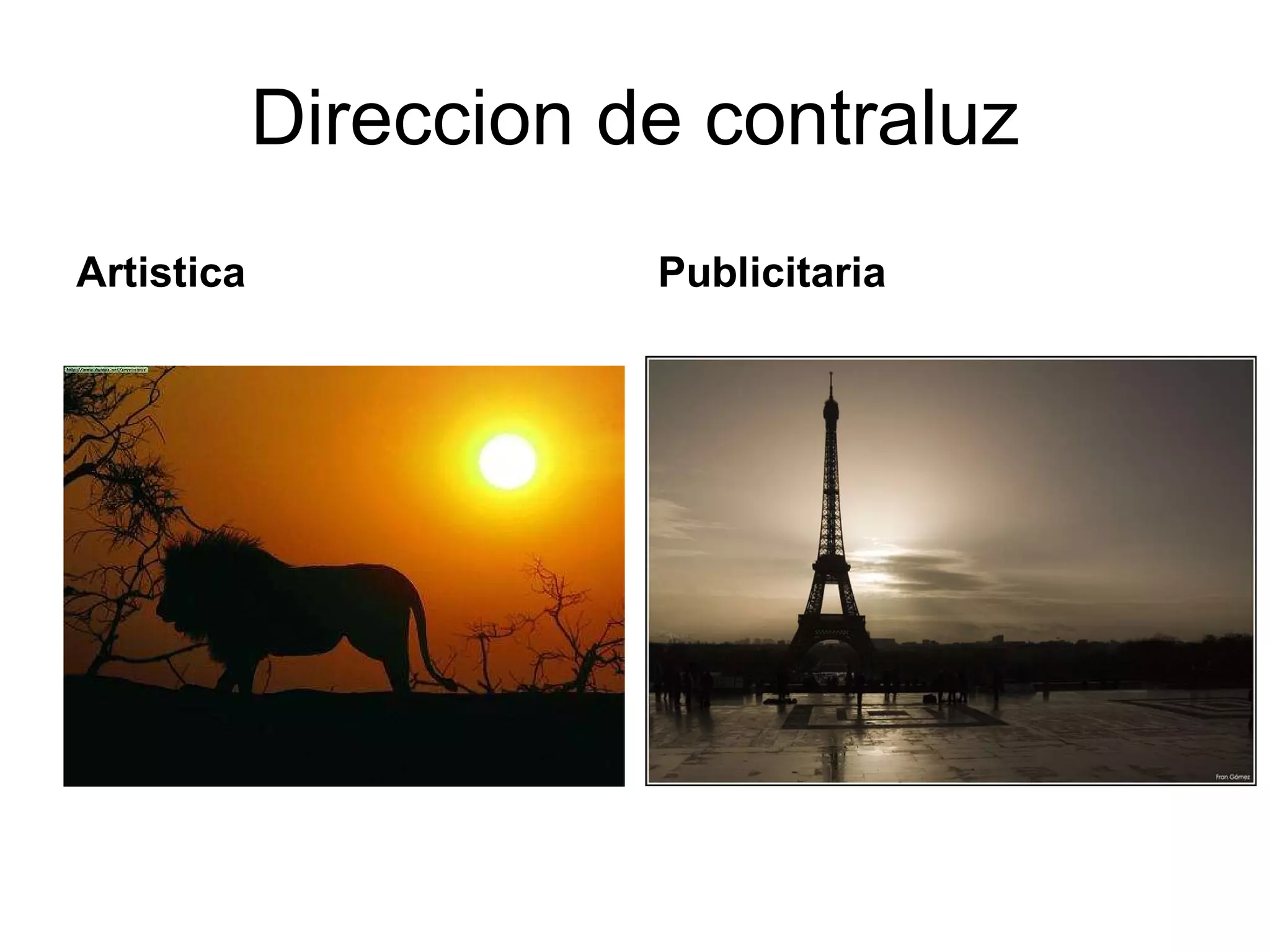 Direccion de contraluz Artistica Publicitaria 