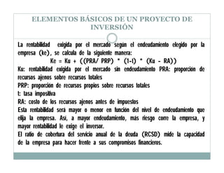 Elementos básicos de un proyecto de inversión | PDF