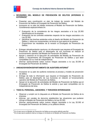 Consejo de Auditoría Interna General de Gobierno
15
 REVISORES DEL MODELO DE PREVENCIÓN DE DELITOS (INTERNOS O
EXTERNOS)8...