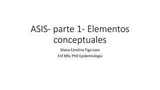 ASIS- parte 1- Elementos
conceptuales
Diana Carolina Tiga Loza
Enf MSc PhD Epidemiología
 