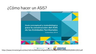 ¿Cómo hacer un ASIS?
https://www.minsalud.gov.co/sites/rid/Lists/BibliotecaDigital/RIDE/VS/ED/PSP/Guia%20ASIS%2028112013.pdf
 