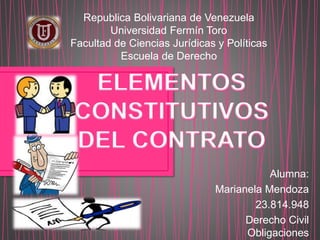 Alumna:
Marianela Mendoza
23.814.948
Derecho Civil
Obligaciones
Republica Bolivariana de Venezuela
Universidad Fermín Toro
Facultad de Ciencias Jurídicas y Políticas
Escuela de Derecho
 