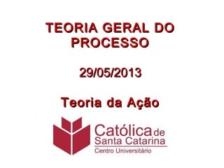 TEORIA GERAL DOTEORIA GERAL DO
PROCESSOPROCESSO
29/05/201329/05/2013
Teoria da AçãoTeoria da Ação
 