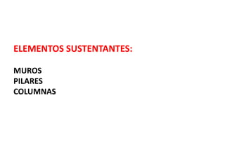 ELEMENTOS SUSTENTANTES:
MUROS
PILARES
COLUMNAS
 